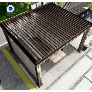 Auvent cantilever rétractable motorisé pour jardin et terrasse, avec écran à lames orientables motorisé, pour extérieur, type gazebo solaire - Product Image 4