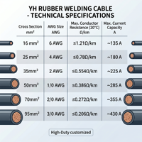 Fabrikpreis Hochwertige Gummiisolierte Kupfer-Schweißmaschinenkabel Anschlusskabel Galaxy Kabel YH/YHF Modell 750V IP20