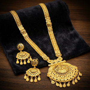 Collares Largos Chapados en Oro de 14K, 18K y 24K al por Mayor, Conjunto de Joyería con Diseño Floral Tradicional, Joyería de Moda Chapada en Oro sobre Latón - Product Image 3