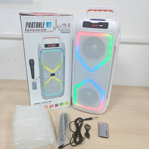 ABS-4221 Beyaz Sıcak Fırsat Taşınabilir Woofer Kablosuz Karaoke BT Hoparlör FM Radyo DJ Parti Stereo Aktif Süper Bas Beyaz Hoparlör - Product Image 1