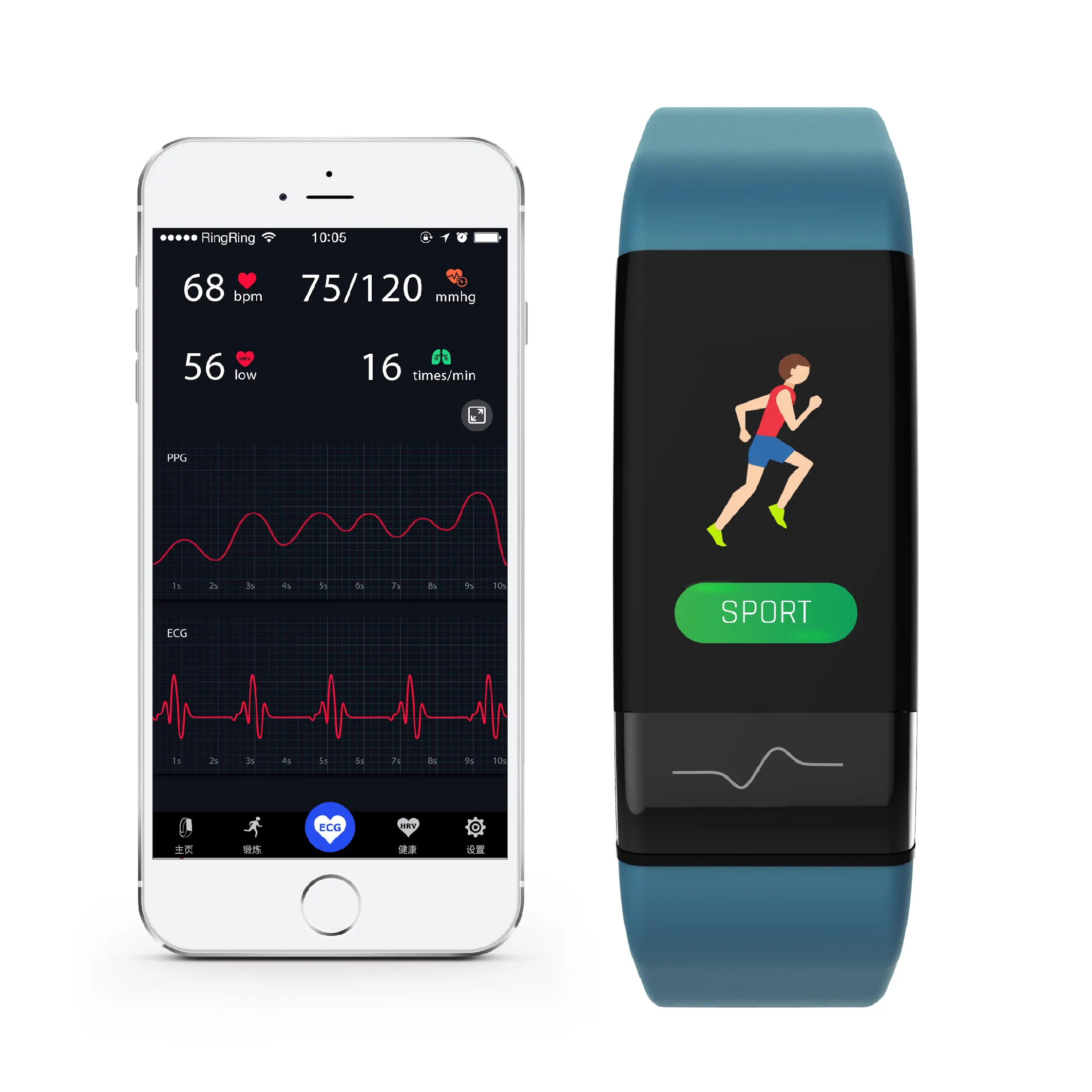 2020 ODM&OEM LOGO APP API APK ECG tester Smart Fitness Bracelet SmartBand sports bluetooth ECG fitness tracker Pedometer watch