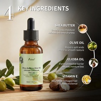 Minyak Shea Butter untuk Rambut Anti-Kusut, Minyak Zaitun, Minyak Jojoba, Vitamin E, Minyak Esensial Perawatan Rambut untuk Rambut Bercabang
