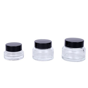 Pot en verre transparent en stock 15g 30g 50g 1oz 2oz vide avec couvercle noir pour crème contour des yeux et crème visage - Product Image 4