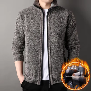 Cardigan en maille zippé à <span class=keywords><strong>col</strong></span> <span class=keywords><strong>roulé</strong></span> pour homme, personnalisable avec logo, idéal pour l'hiver - Product Image 2