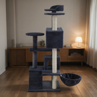 Arbre à chat multi-niveaux avec deux condos, poteaux à gratter en sisal, plateforme de repos et échelle – Grande maison d'activités pour chats d'intérieur