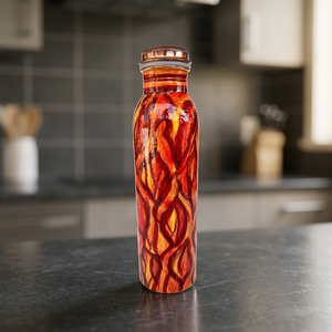ขวดน้ำโลหะลายเปลวไฟทันสมัยพร้อมฝาปิด พกพาสะดวกสำหรับการเดินทาง - Product Image 3