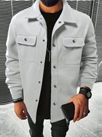 Veste pour homme en gros, prix de gros, automne-hiver, vente chaude, décontractée, couleur unie, col rabattu