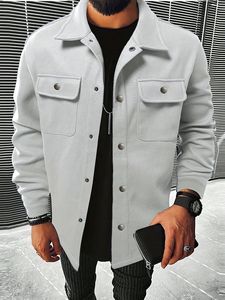 Veste pour homme en gros, prix de gros, automne-hiver, vente chaude, décontractée, couleur unie, col rabattu - Product Image 2
