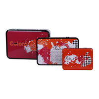 Boîte en métal rectangulaire avec impression paysage vintage, en fer blanc de qualité alimentaire, pour bonbons, chocolats, emballages cadeaux, vente en gros