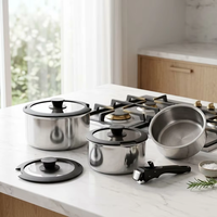 Juego de Utensilios de Cocina de Acero Inoxidable con Mango Desmontable, Juego de Utensilios de Cocina por Inducción, Juegos de Utensilios de Cocina al por Mayor para Hoteles y Restaurantes, Personalizados