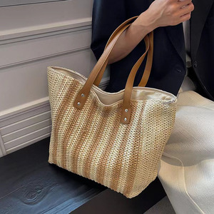 Bolso de Playa para Mujer, Portátil, Personalizado, de Verano, Gran Capacidad, Tejido de Paja - Product Image 1