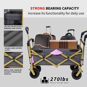 Chariot pliable avec roues Tout-terrain Cadre en acier durable Rangement facile OEM industriel Voyage en plein air Parc Shopping Camping - Product Image 6
