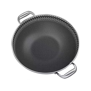 DSFOM-Batterie de cuisine en nid d'abeille en <span class=keywords><strong>acier</strong></span> inoxydable 5103, grande capacité 36 38 40 42cm, <span class=keywords><strong>Wok</strong></span> à deux oreilles 316 - Product Image 4