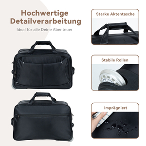 Black <b>Wheeled</b> Travel Duffle <b>Bag</b> Waterproof Rolling <b>Weekend</b> Overnight Luggage <b>Bag</b> with Telescopic Handle & 2 Wheels for Trips - Product Image 5