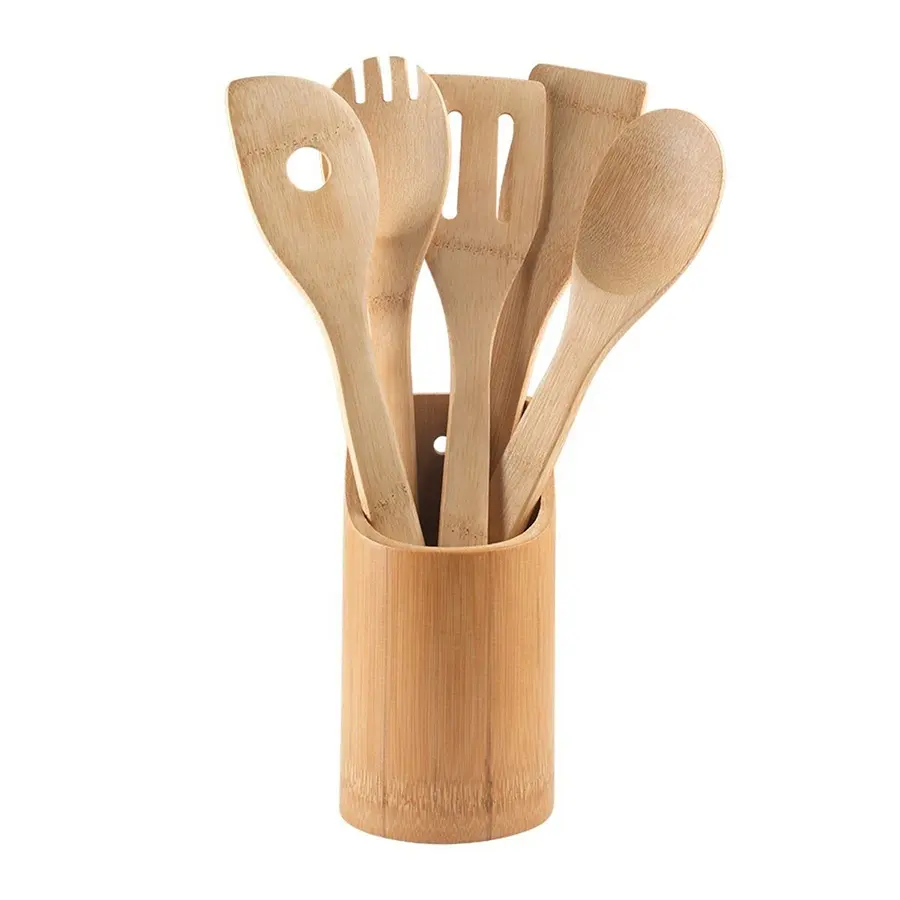 Hot selling kitchen accessories bamboo kitchen cooking tool utensils set of bamboo kitchen utensils