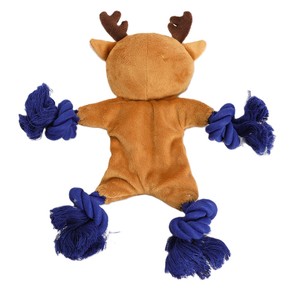 Peluche renne de dessin animé avec bras et jambes en corde nouée et pompons, poitrine en flanelle à carreaux, peluche douce pour enfants, adolescents et adultes - Product Image 3