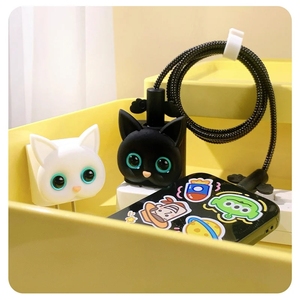 Organisateur de câble protecteur chat dessin animé mignon gestion de ligne de données charge <span class=keywords><strong>enrouleur</strong></span> sûr pour <span class=keywords><strong>IPhone</strong></span> IPad 18W 20W chargeur Protection - Product Image 5