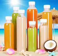 Bouteille en plastique transparente jetable pour boissons, bouteille en PET commerciale pour jus et thé au lait avec bouchon