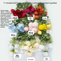 Bunga Bunga Bola Bawang Allium Sutra Buatan 11 Tangkai, Buket Peony Artifisial Grosir untuk Dekorasi Pernikahan dan Rumah
