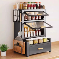 Étagère de rangement pour assaisonnements en métal sur mesure, anti-poussière, type tiroir, organisateur de cuisine pour épices, installation facile sur pied