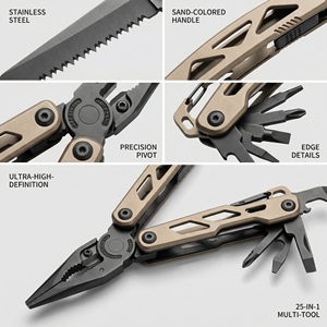 Outil pliant multifonctionnel <span class=keywords><strong>en</strong></span> acier inoxydable - Compact, léger, portable pour le <span class=keywords><strong>camping</strong></span>, la randonnée, l'alpinisme, les voyages <span class=keywords><strong>en</strong></span> voiture, la réparation - Product Image 5