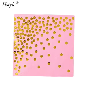 Hstyle Venta caliente Juego de vajilla de papel de Oro Negro Punto dorado Servilletas de fiesta Tazas Suministros SPT282 para juegos de vajilla de boda - Product Image 5
