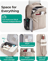Sac à dos pour appareil photo en gros, sac de randonnée portable pour femme, sac de voyage imperméable rembourré pour appareil photo numérique, logo personnalisé