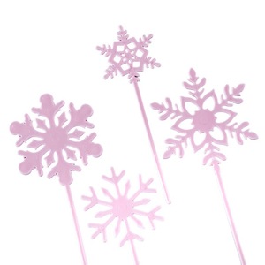 Cake Toppers Plastic Snowflake Decorations Reusable Birthday Party Cake Decorating Supplies Die Cut Round Shape - Product Image 5