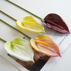 Fleurs artificielles Anthurium en plastique, toucher réel, décoration de mariage et de maison, style moderne, artisanat fait main - Product Image 1