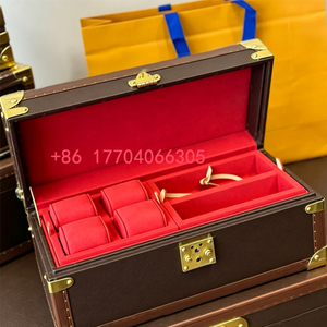 8 Slots Vintage Leather <b>Watch</b> Box Retro Suitcase Design <b>Watch</b> Storage <b>Case</b> High End <b>Watch</b> Collection Display Box For Wholesale - Product Image 2