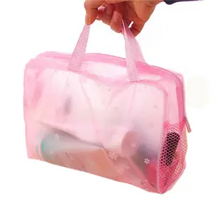 Sac cosmétique transparent en PVC, 1 pièce, trousse de maquillage pour femmes, trousse de toilette étanche avec fermeture éclair, trousse de toilette de voyage, sac à main