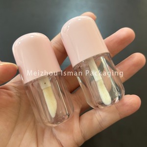 ISMAN Kids 4ml Tube de brillant à lèvres rose en forme de capsule, grand applicateur, flacon vide en plastique, vente en gros, logo personnalisé, marque privée, professionnel - Product Image 3
