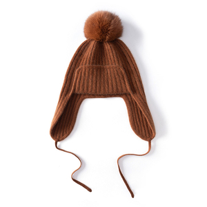 Cold Weather Elastic <strong>Women</strong> Winter Ski <strong>Hat</strong> Fur <strong>Pom</strong> <strong>Pom</strong> Warm 100% Cashmere Knit Pullover Fluorescent Candy Color Ribbed Beanie <strong>Hat</strong> - Product Image 4