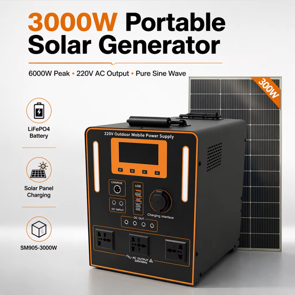 Protable Power Source 3000W Portable Solar Generator 6000W Peak for Factory Hotel Clinic ...