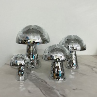 Ornement boule disco en verre miroir, forme champignon, argent holographique, décoration rétro pour fête, maison, table