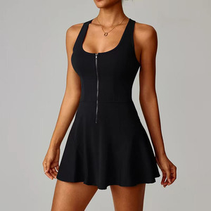 Robe d'été pour femme avec logo personnalisé, dos nu, sans manches, avec short, 2 pièces, effet seconde peau, pour badminton, golf, padel, tennis - Product Image 2