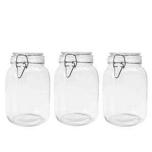 50 OZ Vaso di Vetro 3 Pacchetto Riutilizzabile Barattolo di Archiviazione <span class=keywords><strong>con</strong></span> Fibbia In Acciaio Inox a Tenuta D'aria di Gomma <span class=keywords><strong>Guarnizione</strong></span> Coperchio per la Marmellata, caffè, Tè, Miele - Product Image 2