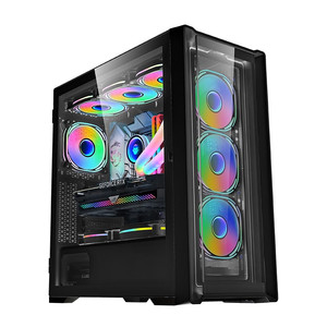 Lovingcool Gaming <span class=keywords><strong>Pc</strong></span> Case Verre & Métal Mesh Panel <span class=keywords><strong>Gamer</strong></span> Computer Cases CPU Cabinet E-ATX ATX MATX <span class=keywords><strong>PC</strong></span> Châssis pour <span class=keywords><strong>PC</strong></span> de bureau - Product Image 2