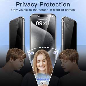 Protection d'écran en verre trempé anti-espion HD 9H sans bulles, couverture intégrale OEM/ODM pour iPhone 16 15 14 13 12 11 Pro Max - Product Image 2