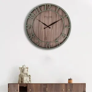 Relógio de parede com ponteiros de metal durável, relógio decorativo de parede