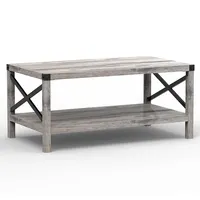 Mesa de centro de madera y Metal, rectangular, rústica