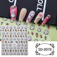 Automne Style 5D En Relief Fleur Chat Fruits Pain Crème Glacée Panda Nail Art Stickers pour Ongles Coeur Forme Décorations
