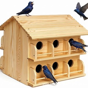 Nido de pájaros de madera para colgar al aire libre, hábitat para la cría de aves, caja decorativa para patio, comedero para pájaros - Product Image 1