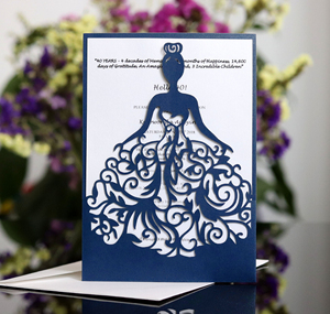 Cartes d'invitation numériques imprimées avec découpe de papier ajourée, carte d'invitation de mariage personnalisée - Product Image 2