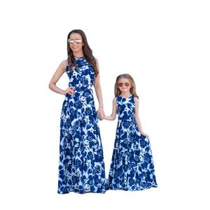 All'ingrosso estate genitore bambino senza maniche O collo stampa vita alta sottile Maxi abito <span class=keywords><strong>madre</strong></span> figlia vestiti abbinati - Product Image 3