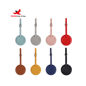 Étiquette de bagage ronde en cuir PU souple, couleurs unies, légère et simple, très vendue - Product Image 3