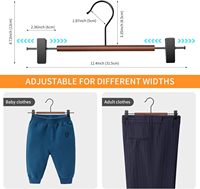 Cintres pour pantalons en bois de luxe Lotus brun uni Cintre pour jupe en jean avec 2 clips réglables Crochet antirouille