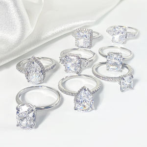 Vente en gros de bijoux fins en argent 925 5A 8A de haute qualité bagues en diamant de mariage Cz bague de fiançailles en zircon cubique de luxe pour femmes - Product Image 2