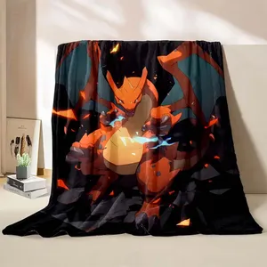 Manta de dibujos animados con estampado de Charizard <span class=keywords><strong>Dracaufeu</strong></span> para niños y adultos, ropa de cama suave y cálida para cama, sofá, manta de viaje - Product Image 4
