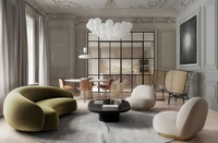 Modernes Nordisches Wohnzimmer-Lounge-Möbel Samt 3-Sitzer-Sofa Bouclé-Stoff Halbmond C-Form Gebogenes Couch-Sofa-Set
